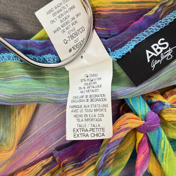 ABS Allen Schwartz Multicolor Sheer Pullover Kimono Oversized Cover-up Blouse XS - Picture 5 of 5